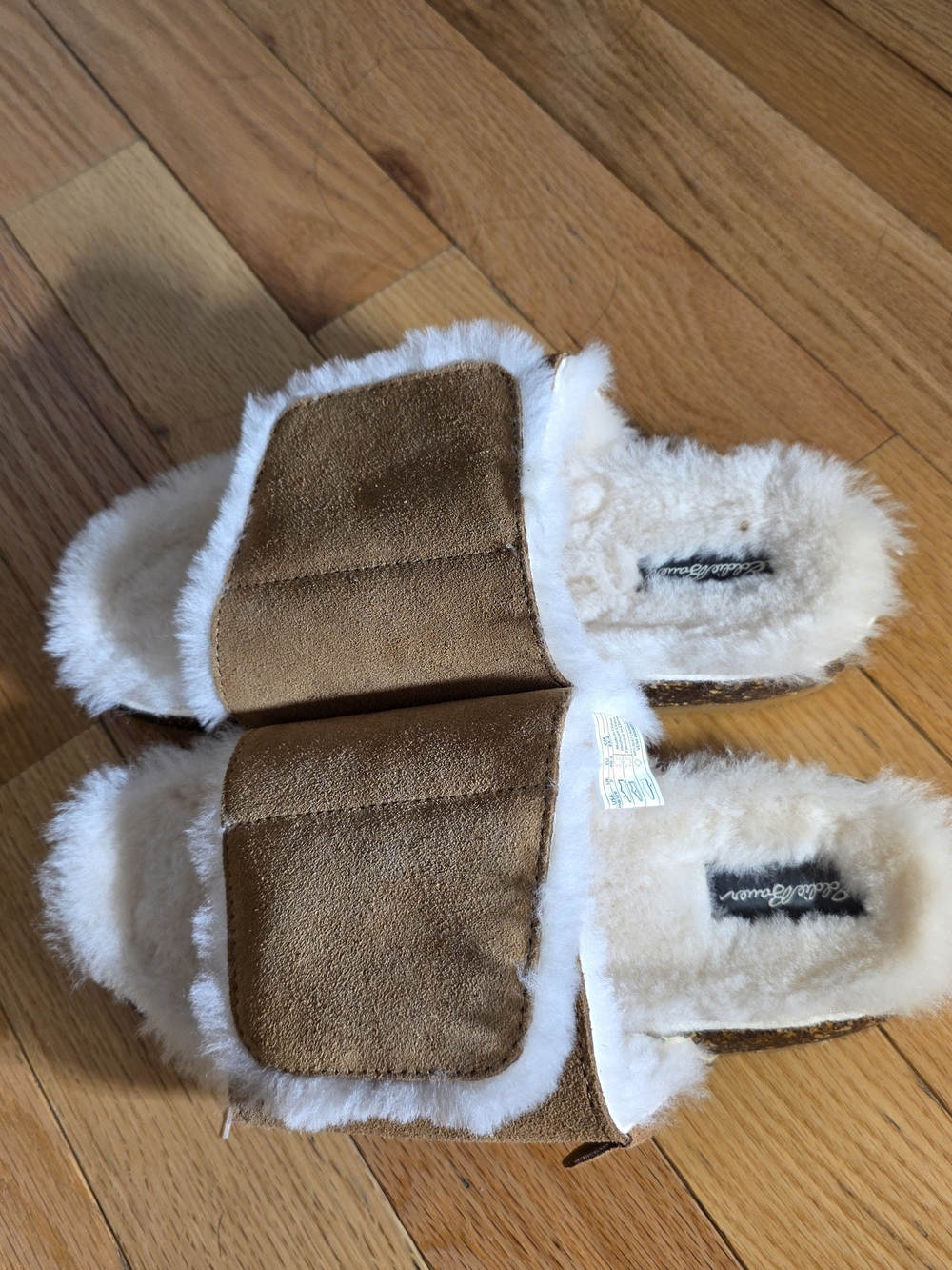 Eddie Bauer Brown Suede Faux-Shearling Kids Slide Slippers